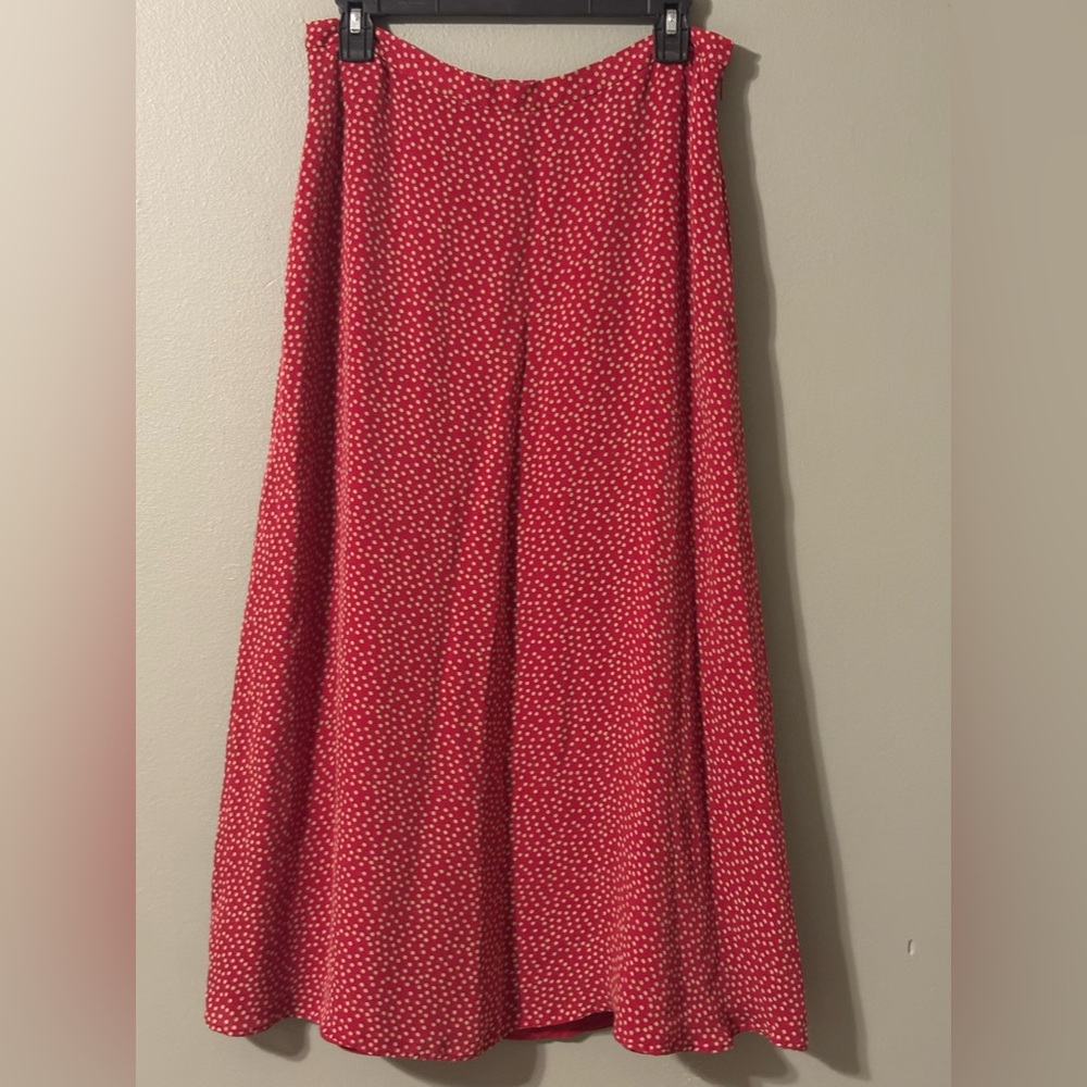 Kasper Red and White Midi Skirt